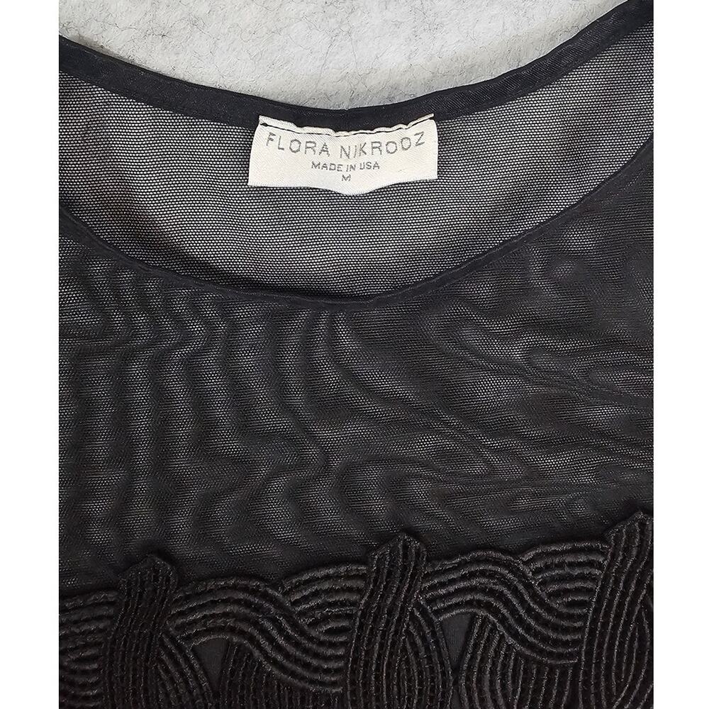 Flora Nikrooz Sheer Embroidered Top, Black, Formal-Casual, Sexy,  Womans Sz M - Picture 7 of 10